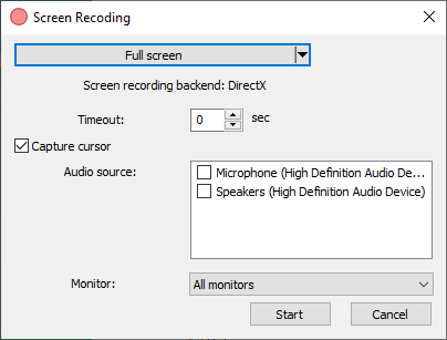 Screen Recording Dialog of Image Uploader